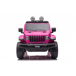 Auto Macchina Elettrica Jeep Wrangler Rubicon 12V per Bambini porte apribili Con telecomando Full accessori (Rosa)