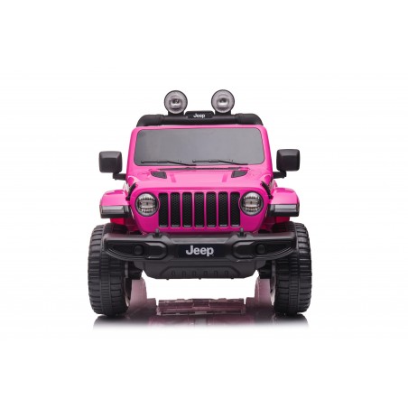 Auto Macchina Elettrica Jeep Wrangler Rubicon 12V per Bambini porte apribili Con telecomando Full accessori (Rosa)