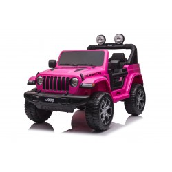 Auto Macchina Elettrica Jeep Wrangler Rubicon 12V per Bambini porte apribili Con telecomando Full accessori (Rosa)