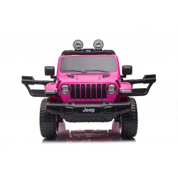 Auto Macchina Elettrica Jeep Wrangler Rubicon 12V per Bambini porte apribili Con telecomando Full accessori (Rosa)