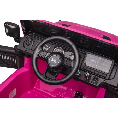 Auto Macchina Elettrica Jeep Wrangler Rubicon 12V per Bambini porte apribili Con telecomando Full accessori (Rosa)