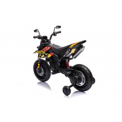 Moto Elettrica 12V per bambini Aprilia RX con Musiche Luci Mp3 Marcia avanti e indietro Sospensione a Molla Giallo-Nero