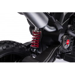 Moto Elettrica 12V per bambini Aprilia RX con Musiche Luci Mp3 Marcia avanti e indietro Sospensione a Molla Giallo-Nero