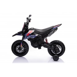 Moto Elettrica 12V per bambini Aprilia RX con Musiche Luci Mp3 Marcia avanti e indietro Sospensione a Molla Blue-Nero