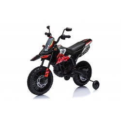 Moto Elettrica 12V per bambini Aprilia RX con Musiche Luci Mp3 Marcia avanti e indietro Sospensione a Molla Rosso-Nero