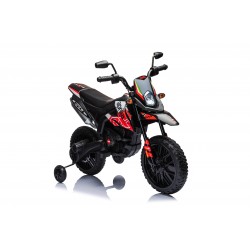 Moto Elettrica 12V per bambini Aprilia RX con Musiche Luci Mp3 Marcia avanti e indietro Sospensione a Molla Rosso-Nero