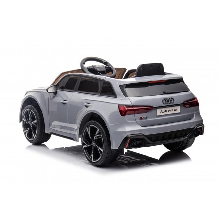 Auto Macchina Elettrica per Bambini 12V Audi RS 6 Sedile Pelle con Telecomando Grigia