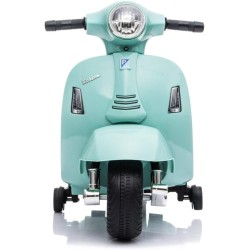 Moto Elettrica Scooter per Bambini Mini Vespa GTS Piaggio 6V con Schienale Sedile in Pelle Luci Suoni Verde Tiffany