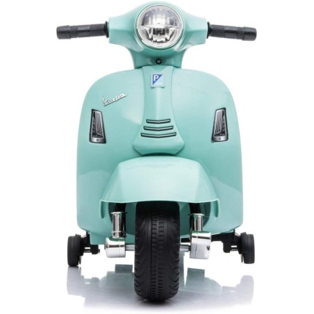 Moto Elettrica Scooter per Bambini Mini Vespa GTS Piaggio 6V con Schienale Sedile in Pelle Luci Suoni Verde Tiffany
