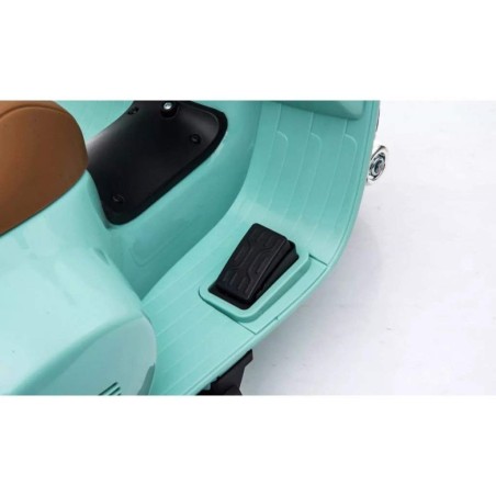 Moto Elettrica Scooter per Bambini Mini Vespa GTS Piaggio 6V con Schienale Sedile in Pelle Luci Suoni Verde Tiffany