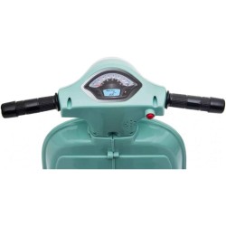 Moto Elettrica Scooter per Bambini Mini Vespa GTS Piaggio 6V con Schienale Sedile in Pelle Luci Suoni Verde Tiffany