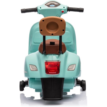 Moto Elettrica Scooter per Bambini Mini Vespa GTS Piaggio 6V con Schienale Sedile in Pelle Luci Suoni Verde Tiffany