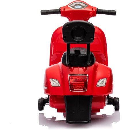 Moto Elettrica Scooter per Bambini Mini Vespa GTS Piaggio 6V con Schienale Sedile in Pelle Luci Suoni Verde Rosso