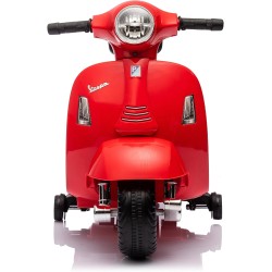 Moto Elettrica Scooter per Bambini Mini Vespa GTS Piaggio 6V con Schienale Sedile in Pelle Luci Suoni Verde Rosso