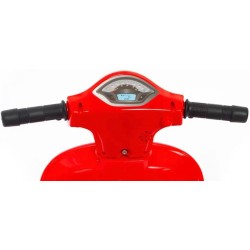 Moto Elettrica Scooter per Bambini Mini Vespa GTS Piaggio 6V con Schienale Sedile in Pelle Luci Suoni Verde Rosso