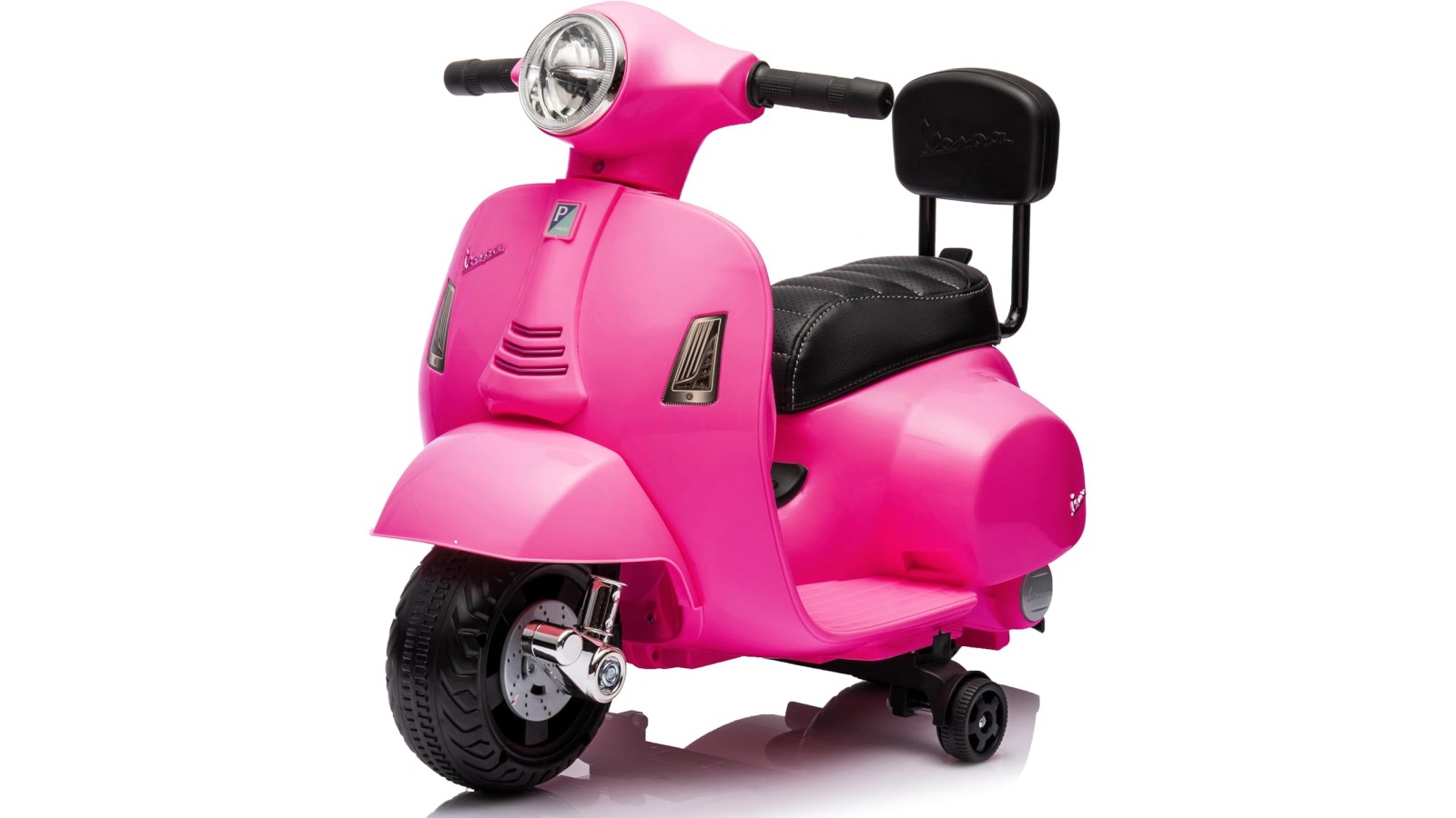 Moto Elettrica Scooter per Bambini Mini Vespa GTS Piaggio 6V con Schienale Sedile in Pelle Luci Suoni Verde Rosa