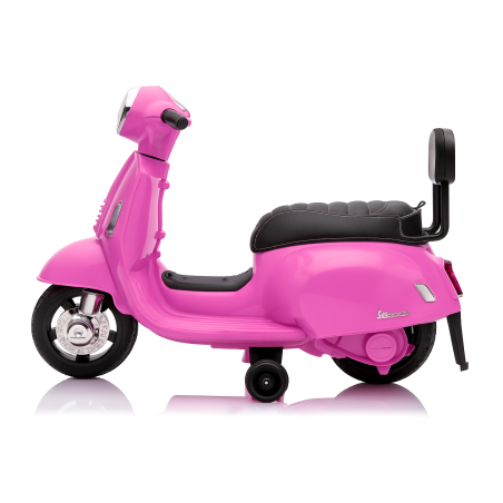 Moto Elettrica Scooter per Bambini Mini Vespa GTS Piaggio 6V con Schienale Sedile in Pelle Luci Suoni Verde Rosa