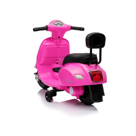 Moto Elettrica Scooter per Bambini Mini Vespa GTS Piaggio 6V con Schienale Sedile in Pelle Luci Suoni Verde Rosa