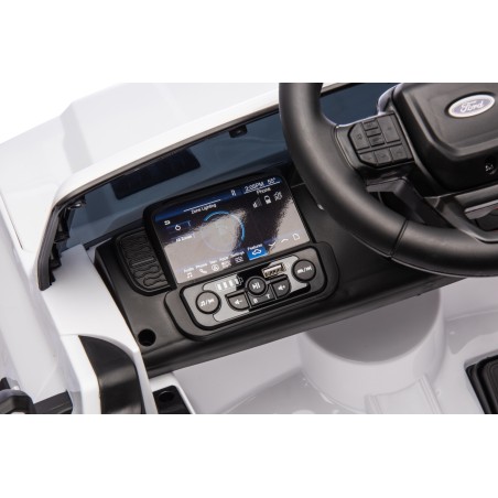 Auto Elettrica per Bambini Ford Ranger Raptor 12 Volt Ruote in Gomma Sedile in Pelle Porte Apribili Telecomando Tappetino Bianca