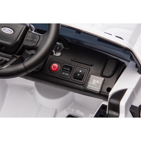 Auto Elettrica per Bambini Ford Ranger Raptor 12 Volt Ruote in Gomma Sedile in Pelle Porte Apribili Telecomando Tappetino Bianca