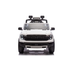 Auto Elettrica per Bambini Ford Ranger Raptor 12 Volt Ruote in Gomma Sedile in Pelle Porte Apribili Telecomando Tappetino Bianca
