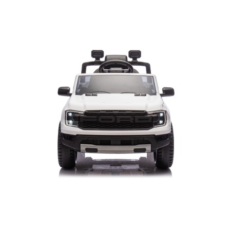 Auto Elettrica per Bambini Ford Ranger Raptor 12 Volt Ruote in Gomma Sedile in Pelle Porte Apribili Telecomando Tappetino Bianca