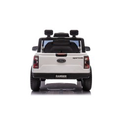 Auto Elettrica per Bambini Ford Ranger Raptor 12 Volt Ruote in Gomma Sedile in Pelle Porte Apribili Telecomando Tappetino Bianca