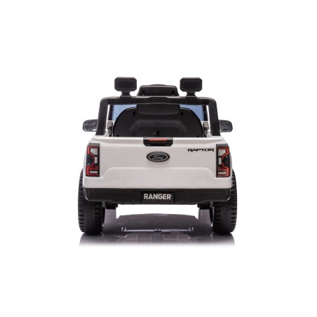 Auto Elettrica per Bambini Ford Ranger Raptor 12 Volt Ruote in Gomma Sedile in Pelle Porte Apribili Telecomando Tappetino Bianca
