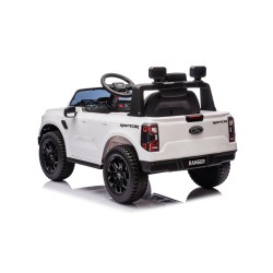 Auto Elettrica per Bambini Ford Ranger Raptor 12 Volt Ruote in Gomma Sedile in Pelle Porte Apribili Telecomando Tappetino Bianca