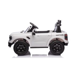 Auto Elettrica per Bambini Ford Ranger Raptor 12 Volt Ruote in Gomma Sedile in Pelle Porte Apribili Telecomando Tappetino Bianca