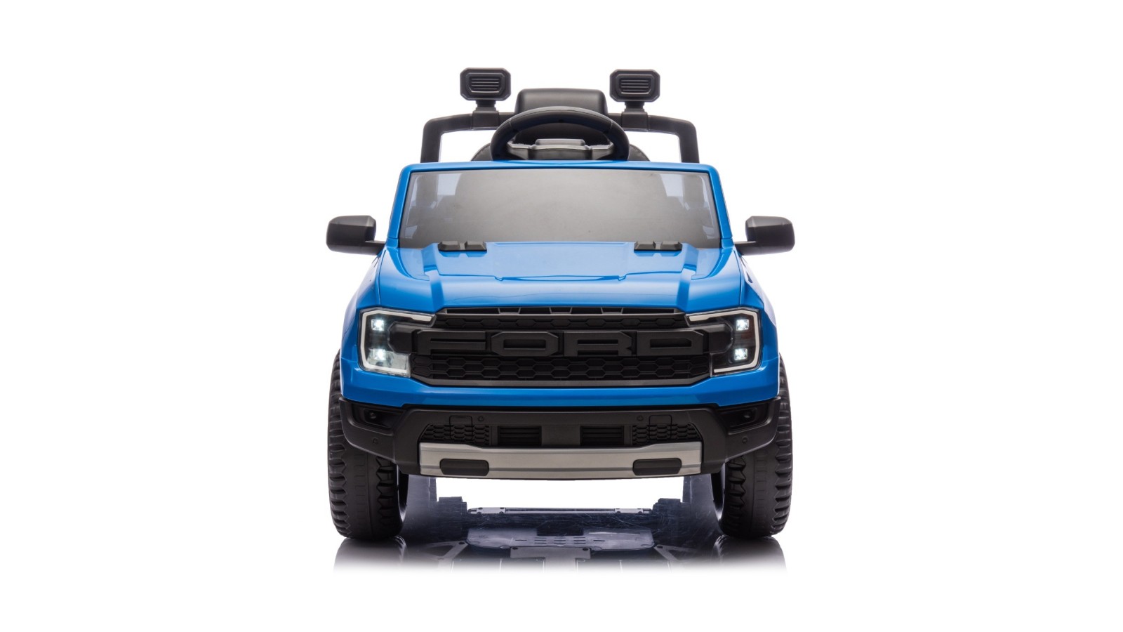 Auto Elettrica per Bambini Ford Ranger Raptor 12 Volt Ruote in Gomma Sedile in Pelle Porte Apribili Telecomando Tappetino Blue