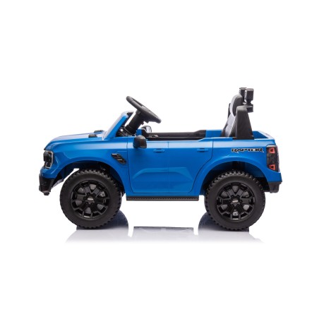 Auto Elettrica per Bambini Ford Ranger Raptor 12 Volt Ruote in Gomma Sedile in Pelle Porte Apribili Telecomando Tappetino Blue