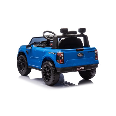 Auto Elettrica per Bambini Ford Ranger Raptor 12 Volt Ruote in Gomma Sedile in Pelle Porte Apribili Telecomando Tappetino Blue