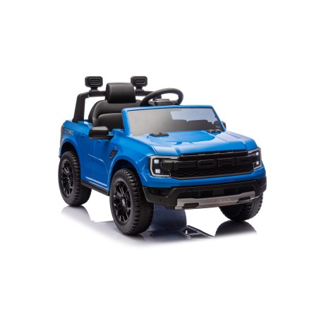 Auto Elettrica per Bambini Ford Ranger Raptor 12 Volt Ruote in Gomma Sedile in Pelle Porte Apribili Telecomando Tappetino Blue