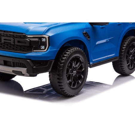 Auto Elettrica per Bambini Ford Ranger Raptor 12 Volt Ruote in Gomma Sedile in Pelle Porte Apribili Telecomando Tappetino Blue