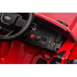 Auto Elettrica per Bambini Ford Ranger Raptor 12 Volt Ruote in Gomma Sedile in Pelle Porte Apribili Telecomando Tappetino Rossa