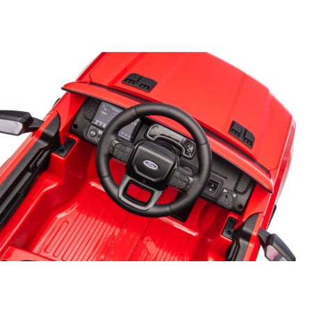 Auto Elettrica per Bambini Ford Ranger Raptor 12 Volt Ruote in Gomma Sedile in Pelle Porte Apribili Telecomando Tappetino Rossa