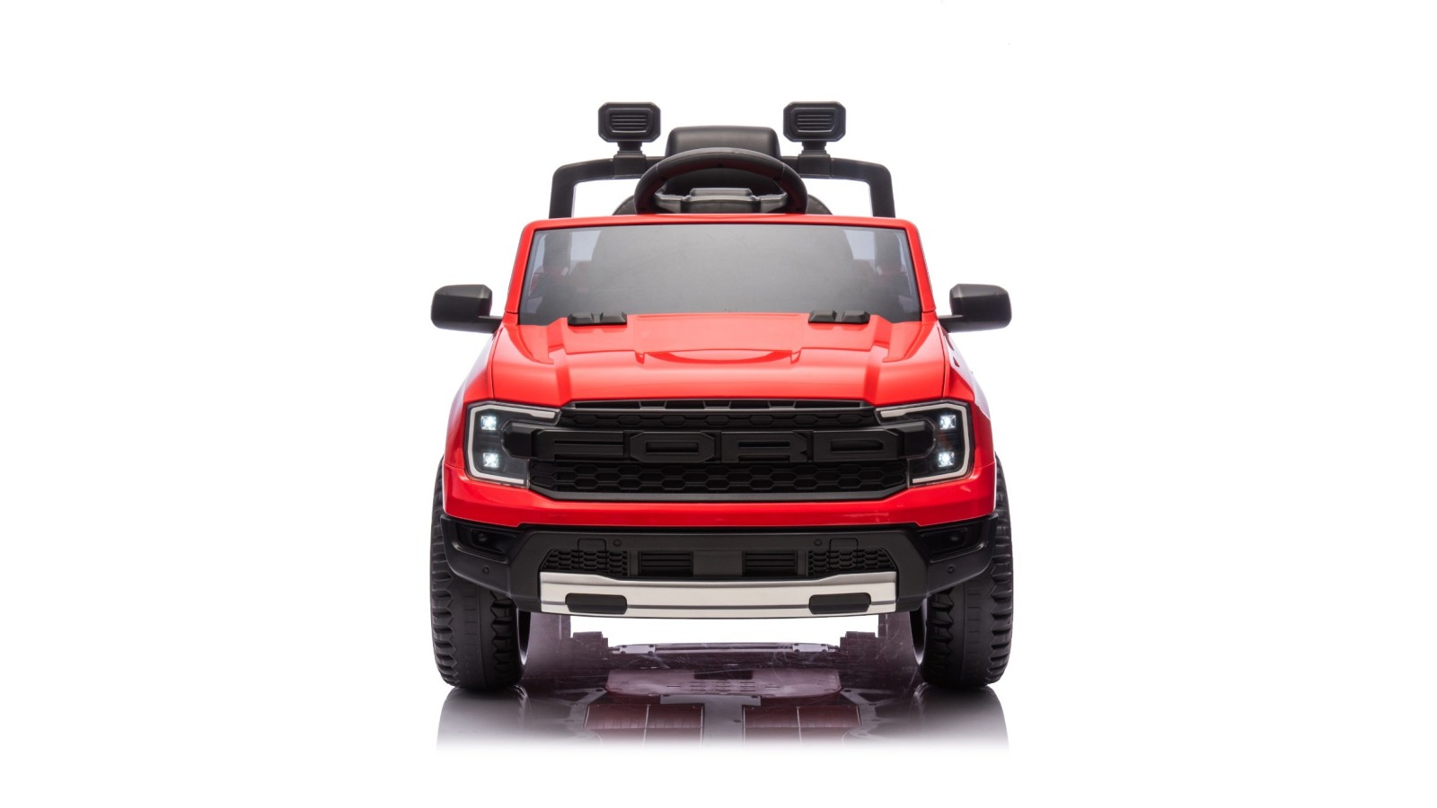 Auto Elettrica per Bambini Ford Ranger Raptor 12 Volt Ruote in Gomma Sedile in Pelle Porte Apribili Telecomando Tappetino Rossa