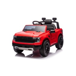 Auto Elettrica per Bambini Ford Ranger Raptor 12 Volt Ruote in Gomma Sedile in Pelle Porte Apribili Telecomando Tappetino Rossa