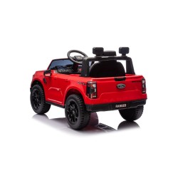 Auto Elettrica per Bambini Ford Ranger Raptor 12 Volt Ruote in Gomma Sedile in Pelle Porte Apribili Telecomando Tappetino Rossa