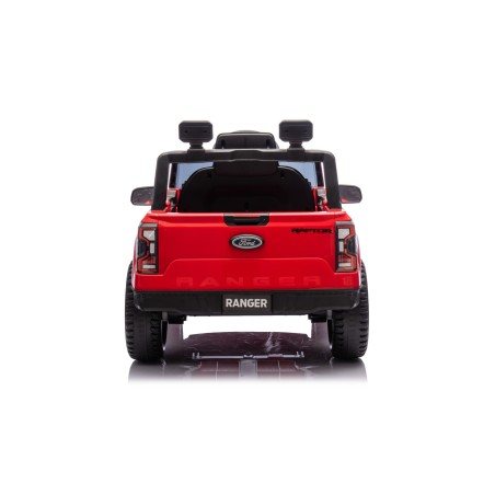 Auto Elettrica per Bambini Ford Ranger Raptor 12 Volt Ruote in Gomma Sedile in Pelle Porte Apribili Telecomando Tappetino Rossa