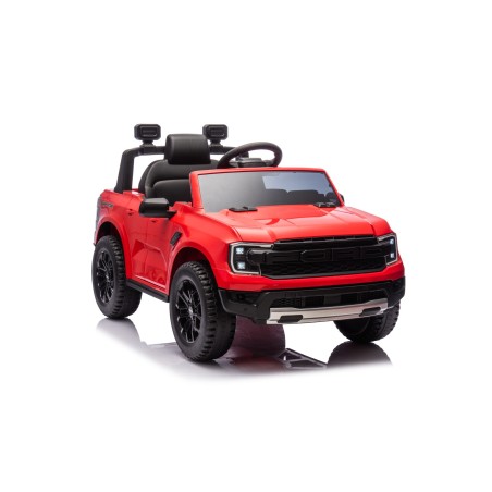 Auto Elettrica per Bambini Ford Ranger Raptor 12 Volt Ruote in Gomma Sedile in Pelle Porte Apribili Telecomando Tappetino Rossa