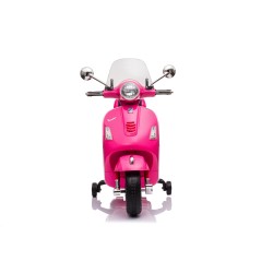 Moto Elettrica per Bambini 12V Licenza Ufficiale Vespa Piaggio Modello GTS Super, Luci LED MP3 Sedile in Pelle Bauletto Rosa