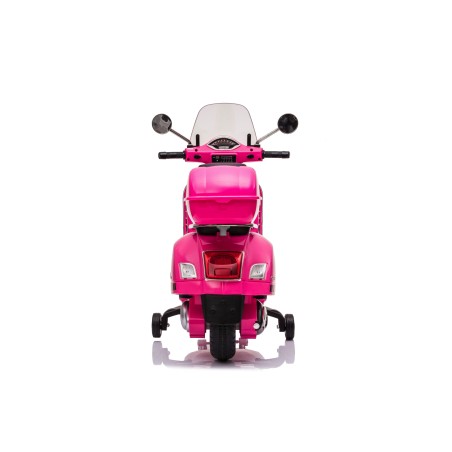 Moto Elettrica per Bambini 12V Licenza Ufficiale Vespa Piaggio Modello GTS Super, Luci LED MP3 Sedile in Pelle Bauletto Rosa