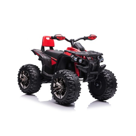 Quad Elettrico per Bambini 12V ATV Off-Road 4 x 4 Motori 12v Batteria Potenziata 14AH Sospensioni Rosso