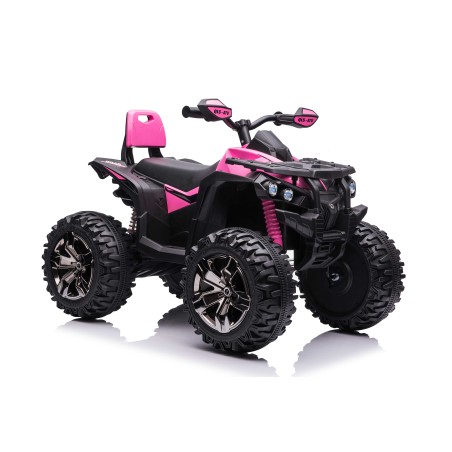 Quad Elettrico per Bambini 12V ATV Off-Road 4 x 4 Motori 12v Batteria Potenziata 14AH Sospensioni Rosa