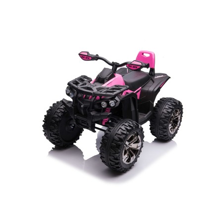 Quad Elettrico per Bambini 12V ATV Off-Road 4 x 4 Motori 12v Batteria Potenziata 14AH Sospensioni Rosa