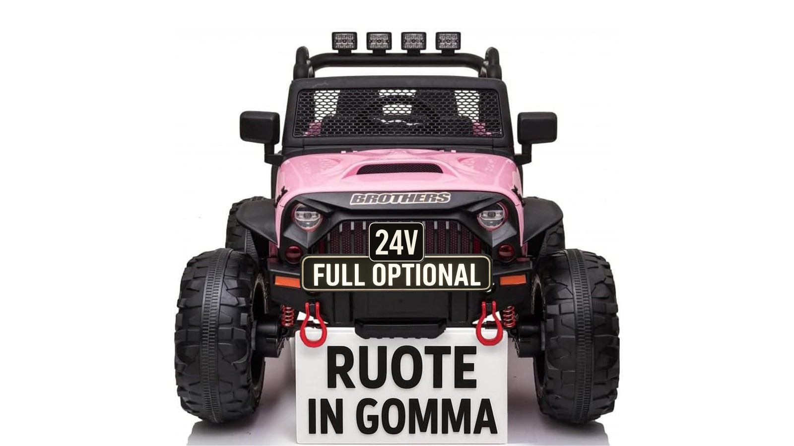 Auto Macchina Elettrica 24V Fuoristrada Big Adventure Rose per Bambini 2 Posti Full Optional sedile in pelle telecomando porte