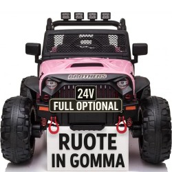 Auto Macchina Elettrica 24V Fuoristrada Big Adventure Rose per Bambini 2 Posti Full Optional sedile in pelle telecomando porte
