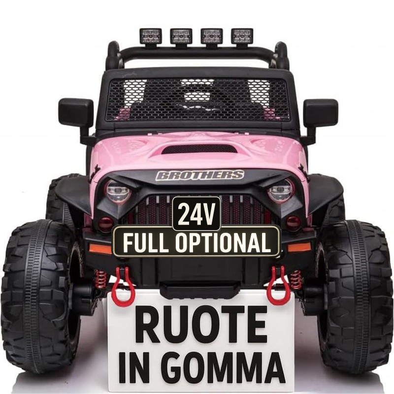 Auto Macchina Elettrica 24V Fuoristrada Big Adventure Rose per Bambini 2 Posti Full Optional sedile in pelle telecomando porte